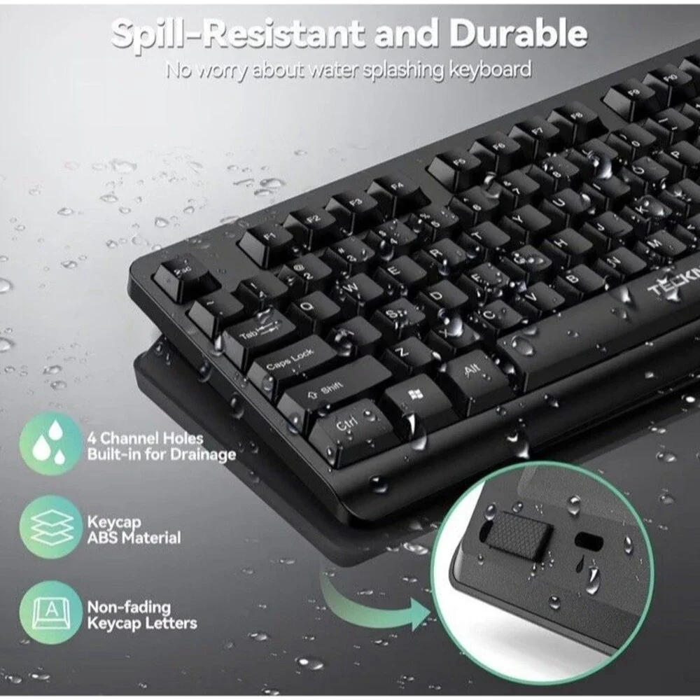 TECKNET Wireless Keyboard, 2.4G Silent Full-Size USB Keyboard with Number Pad...